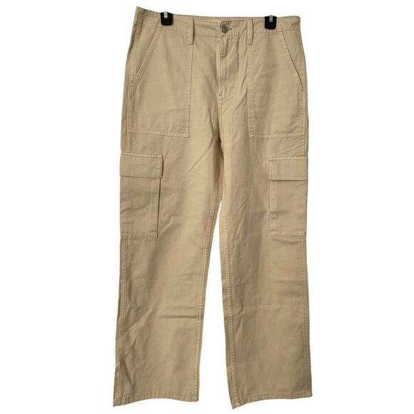 NWOT High Rise MNG Mango Light Khaki Cargo Wide Straight Pants-Size US 8/EUR 40 - Picture 1 of 3